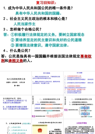 安徽省大顾店初级中学八年级政治下册 5.2 公民的权利和义务课件 粤教版