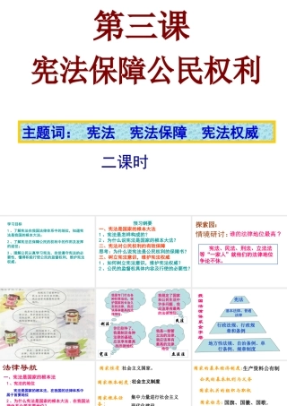 安徽省大顾店初级中学八年级政治下册 5.3 宪法保障公民权利课件 粤教版