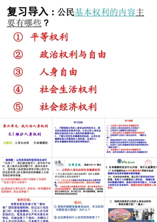 安徽省大顾店初级中学八年级政治下册 6.1 维护人身权利课件 粤教版