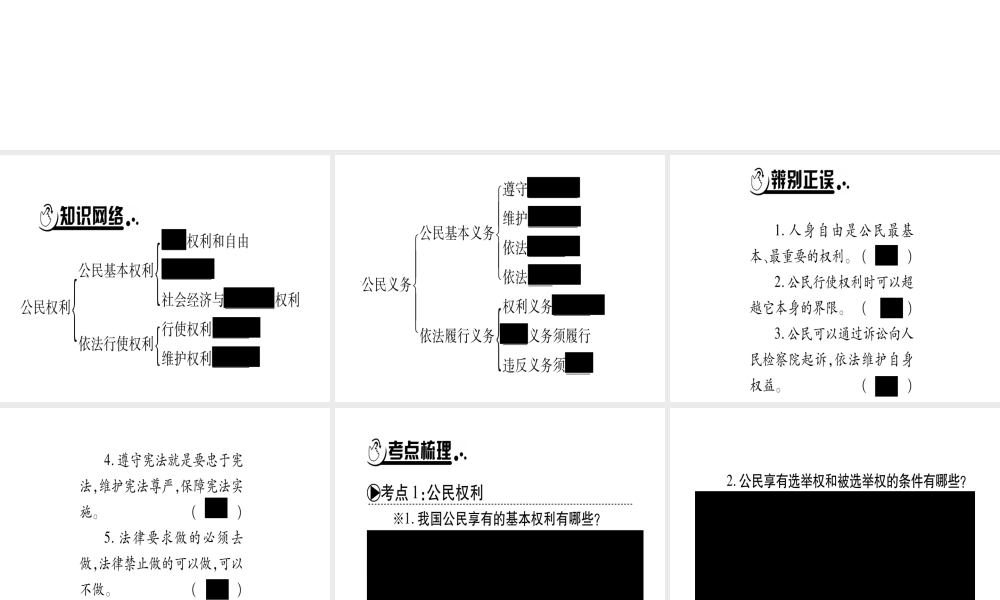 （云南专版）中考道德与法治总复习 八下 第2单元 理解权利义务课件-人教版初中九年级全册政治课件