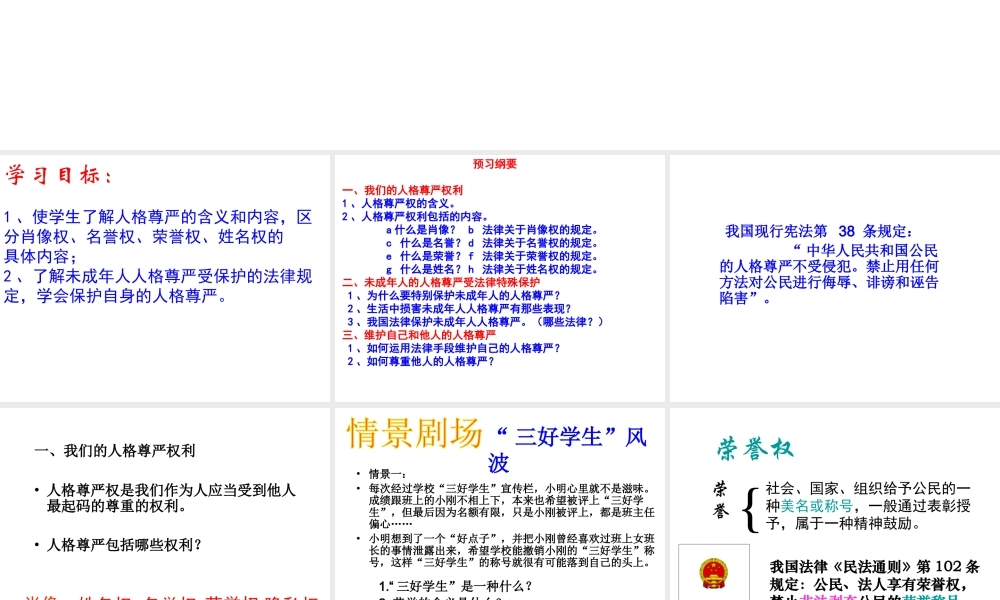 安徽省大顾店初级中学八年级政治下册 6.2 维护人格尊严课件 粤教版