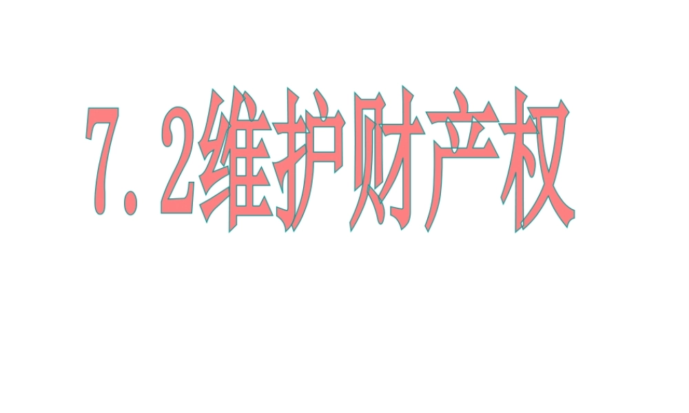 安徽省大顾店初级中学八年级政治下册 7.2 维护财产权课件 粤教版