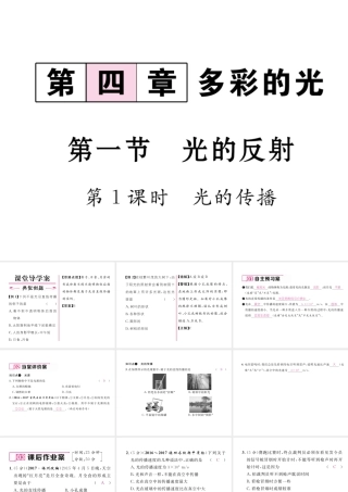 （云南专版）秋八年级物理全册 4.1 光的反射 第1课时 光的传播作业课件 （新版）沪科版-（新版）沪科版初中八年级全册物理课件