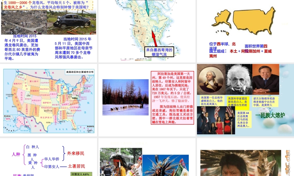 安徽省淮北市七年级地理下册 第九章 第一节 美国课件 （新版）新人教版-（新版）新人教版初中七年级下册地理课件