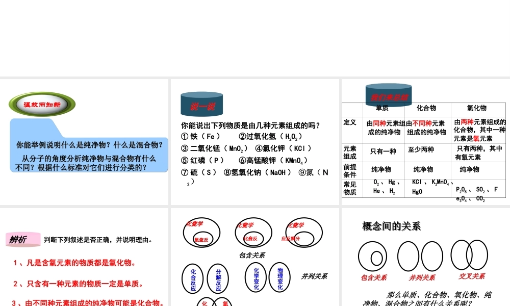 安徽省淮北市人民路九年级化学上册 第4单元 课题3 水的组成（第2课时）物质的简单分类教学课件 （新版）新人教版-（新版）新人教版初中九年级上册化学课件