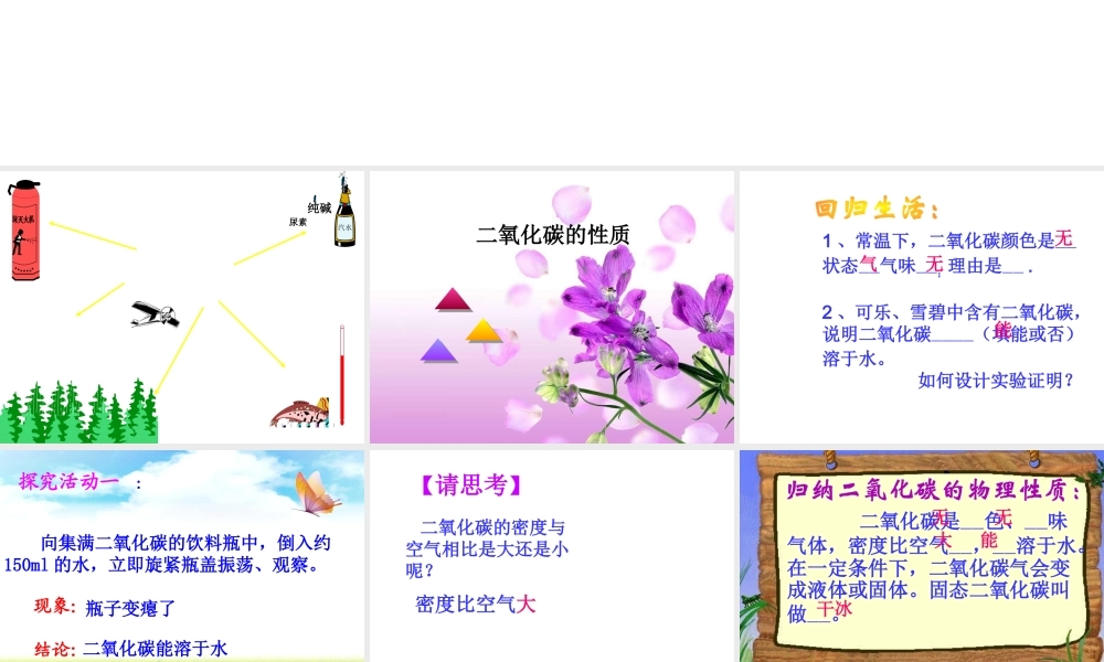 安徽省淮北市人民路九年级化学上册 第6单元 课题3《二氧化碳和一氧化碳》二氧化碳性质教学课件 （新版）新人教版-（新版）新人教版初中九年级上册化学课件