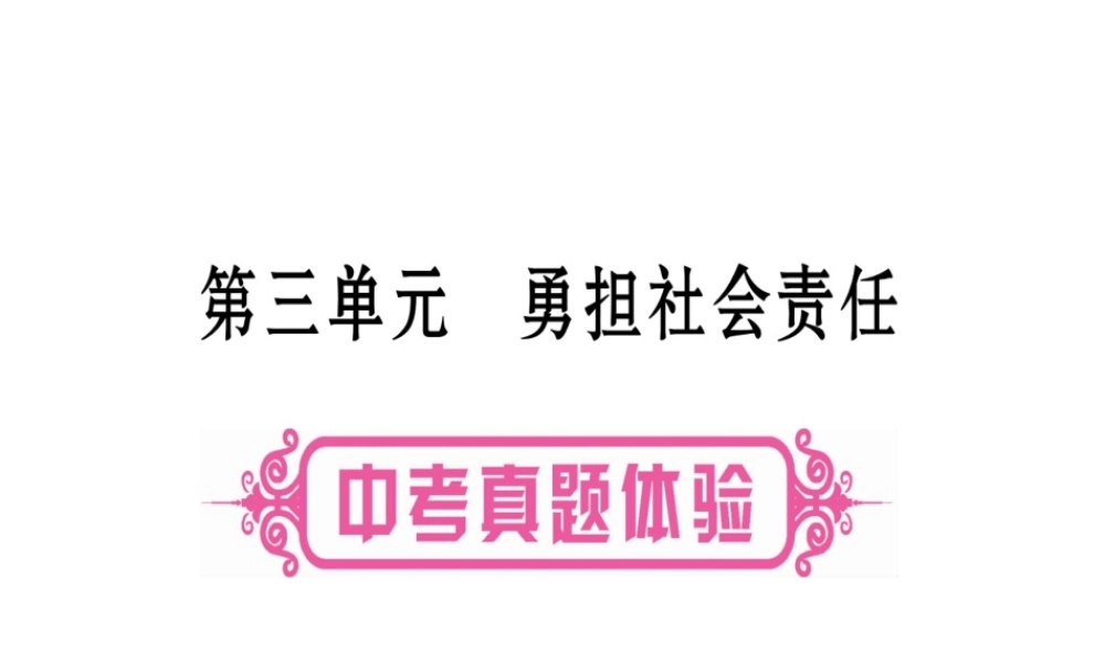 （云南专版）中考道德与法治总复习 第1篇 真题体验 满分演练 八上 第3单元 勇担社会责任课件-人教版初中九年级全册政治课件