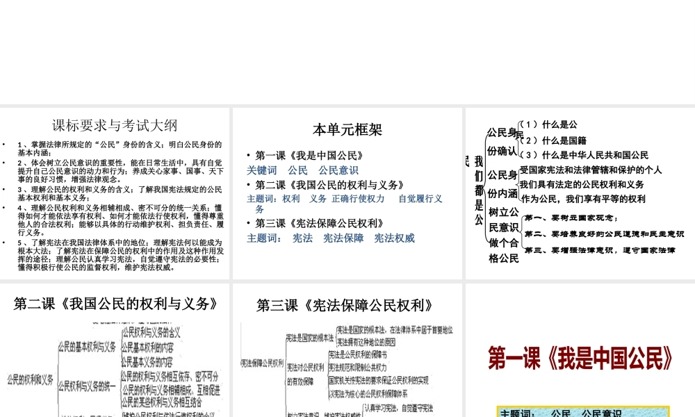 安徽省大顾店初级中学八年级政治下册 第五单元 我是中国公民复习课件 粤教版
