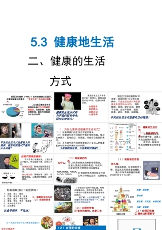 （2016年秋季版）七年级道德与法治下册 第五单元 热爱生命 5.3 健康地生活 第2框 健康的生活方式课件 粤教版