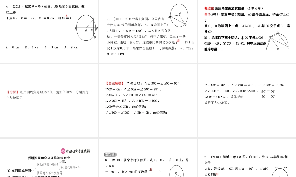 （东营专版）中考数学复习 第六章 圆 第一节 圆的有关概念和性质课件-人教版初中九年级全册数学课件