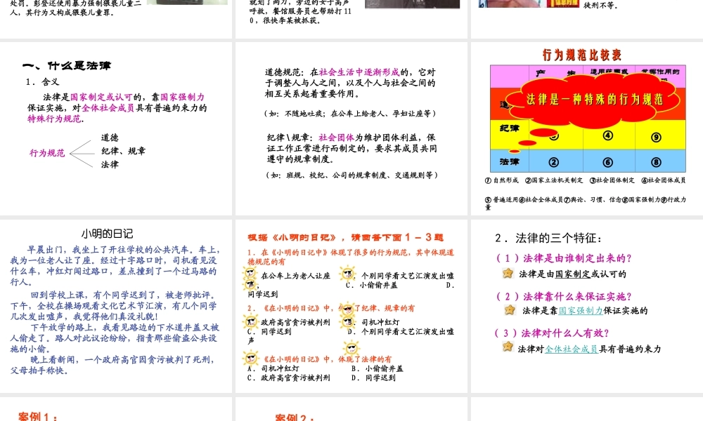 安徽省大顾店中学七年级政治下册 7.1 特殊保护课件 粤教版