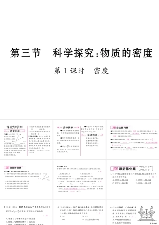 （云南专版）秋八年级物理全册 5.3 科学探究 物质的密度 第1课时 密度作业课件 （新版）沪科版-（新版）沪科版初中八年级全册物理课件