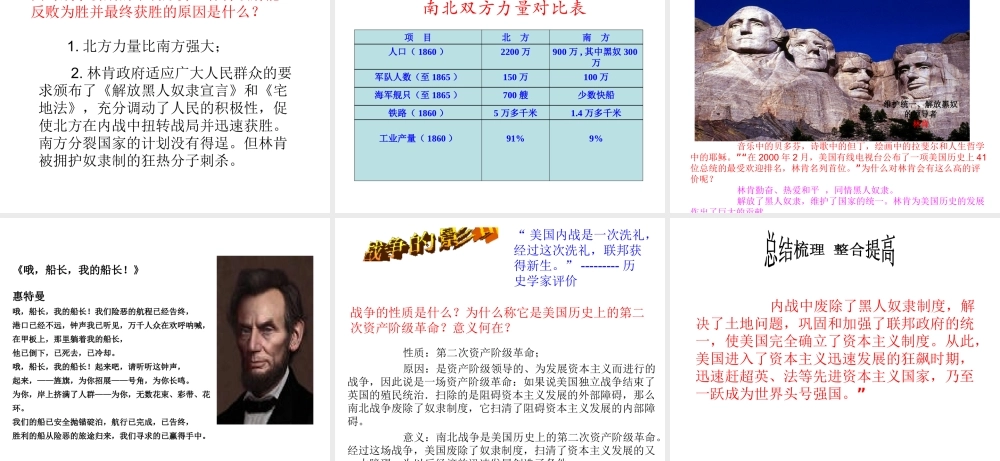 安徽省淮南市九年级历史上册 第六单元 第18课 美国的南北战争课件 新人教版-新人教版初中九年级上册历史课件