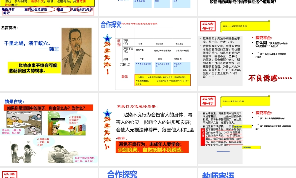 （2016年秋季版）七年级道德与法治下册 第五单元 珍惜特殊保护 第15课 远离“高压线”第1框 矫治不良行为课件 苏教版