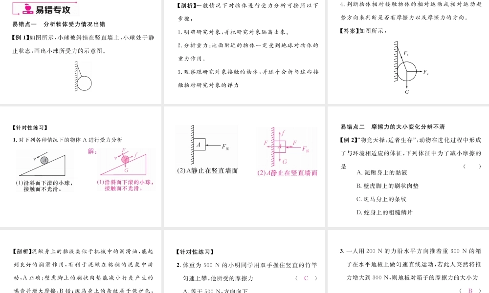（云南专版）秋八年级物理全册 6 熟悉而陌生的力本章重难点、易错点突破方法技巧课件 （新版）沪科版-（新版）沪科版初中八年级全册物理课件