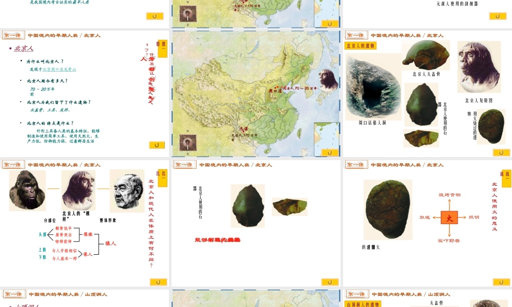 （2016年秋季版）七年级历史上册 第一单元 第1课 中国境内的早期人类课件1 冀教版