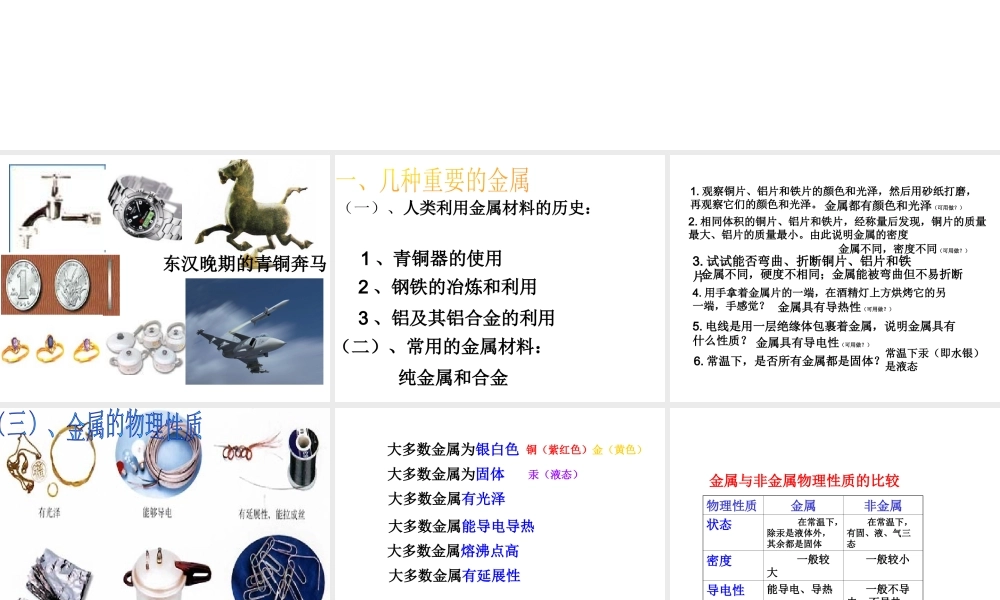 安徽省合肥市龙岗中学2014届九年级化学下册 第八单元 课题1《金属材料》课件 新人教版