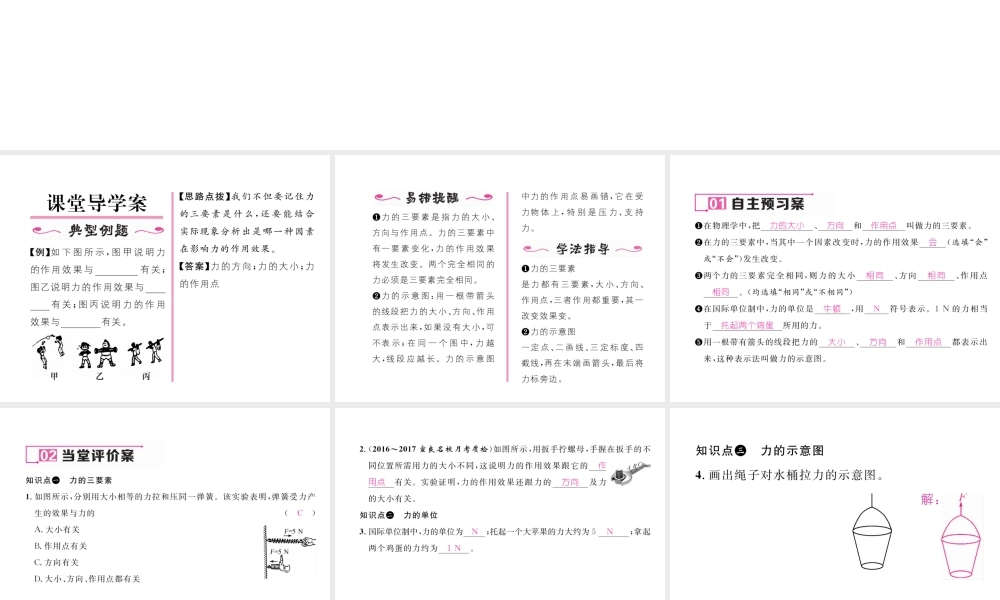 （云南专版）秋八年级物理全册 6.2 怎样描述力作业课件 （新版）沪科版-（新版）沪科版初中八年级全册物理课件