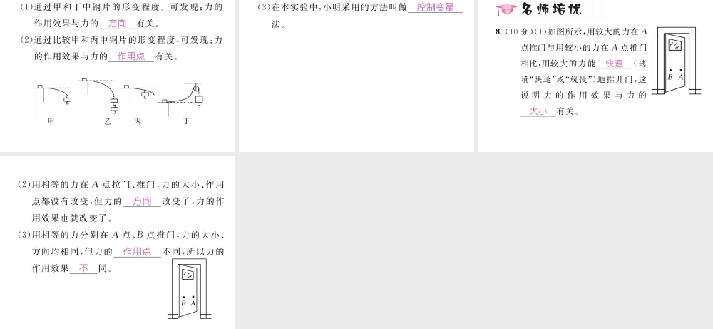 （云南专版）秋八年级物理全册 6.2 怎样描述力作业课件 （新版）沪科版-（新版）沪科版初中八年级全册物理课件