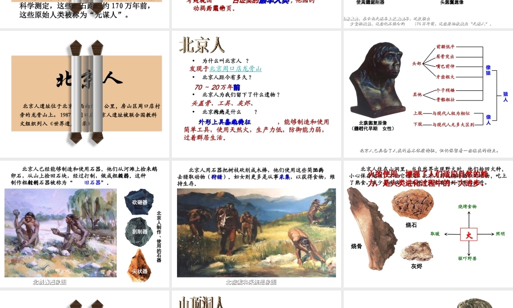 （2016年秋季版）七年级历史上册 第一单元 第1课 中国境内的早期人类课件3 冀教版