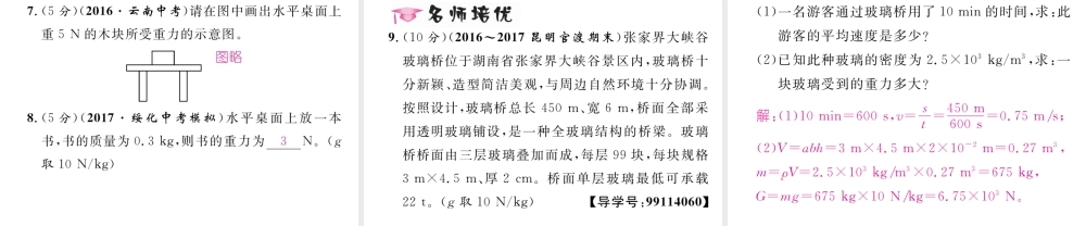 （云南专版）秋八年级物理全册 6.4 来自地球的力作业课件 （新版）沪科版-（新版）沪科版初中八年级全册物理课件