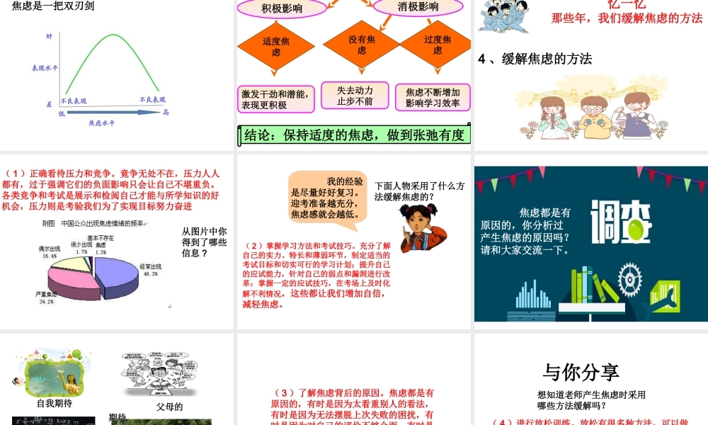 （2016年秋季版）七年级道德与法治下册 第一单元 我是自己的主人 第二课 情绪调味师 第3框 紧绷的心弦课件 人民版