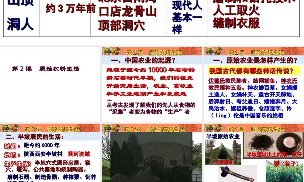 （2016年秋季版）七年级历史上册 第一单元 第2课 原始农耕生活课件 新人教版
