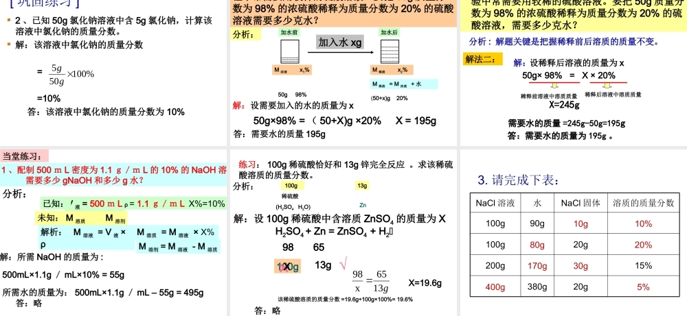 安徽省合肥市龙岗中学2014届九年级化学下册 第九单元 课题三《溶液的浓度》课件 新人教版