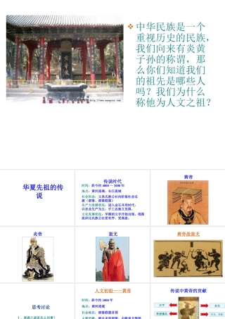 （2016年秋季版）七年级历史上册 第一单元 第3课 华夏先祖的传说课件 冀教版