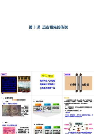 （2016年秋季版）七年级历史上册 第一单元 第3课 远古祖先的传说课件 川教版