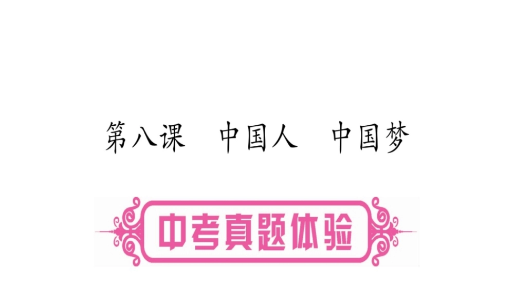 （云南专版）中考道德与法治总复习 第1篇 真题体验 满分演练 九上 第4单元 和谐与梦想 第8课 中国人 中国梦课件-人教版初中九年级全册政治课件