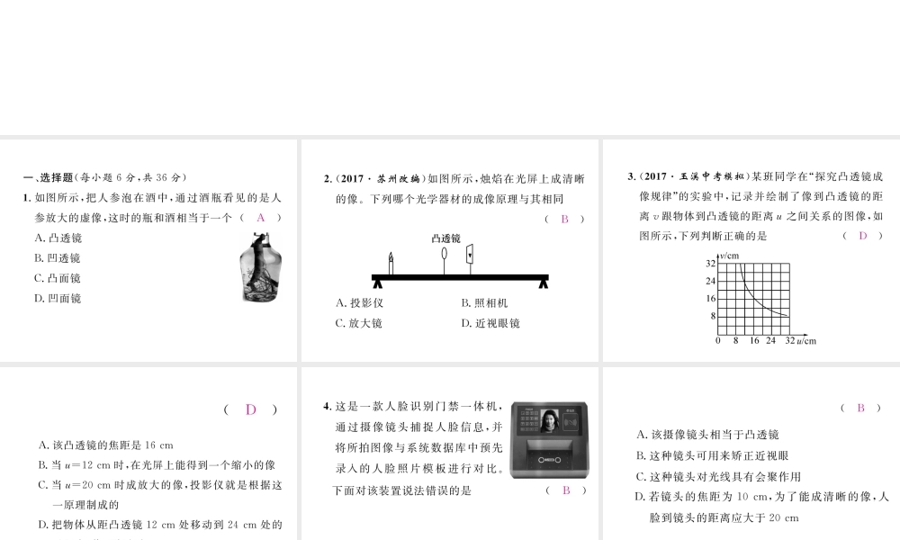 （云南专版）秋八年级物理全册 双休作业（六）课件 （新版）沪科版-（新版）沪科版初中八年级全册物理课件