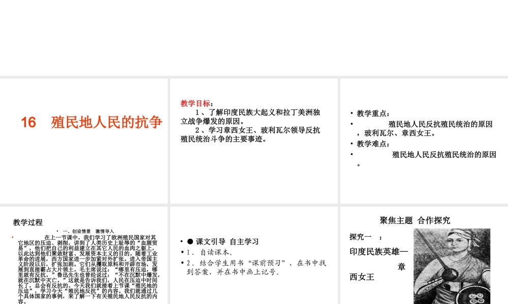 安徽省淮南市九年级历史上册 第五单元 第16课 殖民地人民的抗争课件 新人教版-新人教版初中九年级上册历史课件