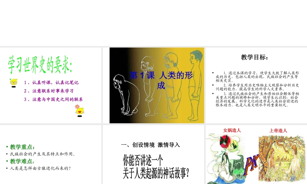 安徽省淮南市九年级历史上册 第一单元 第1课 人类的形成课件 新人教版-新人教版初中九年级上册历史课件