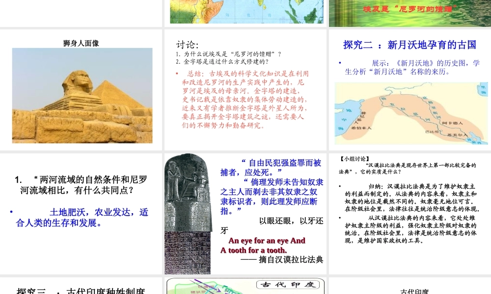 安徽省淮南市九年级历史上册 第一单元 第2课 大河流域 人类文明的摇篮课件 新人教版-新人教版初中九年级上册历史课件