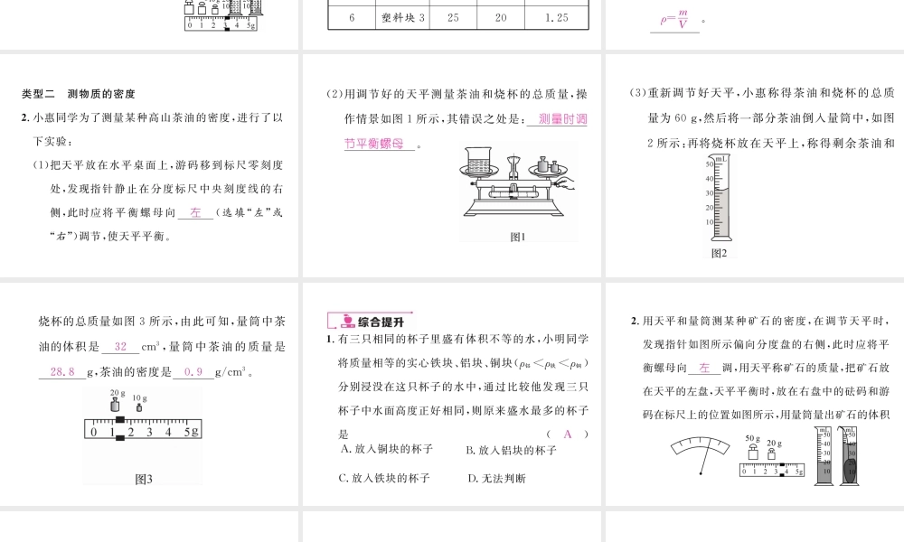 （云南专版）秋八年级物理全册 专题六 测量物质的密度作业课件 （新版）沪科版-（新版）沪科版初中八年级全册物理课件