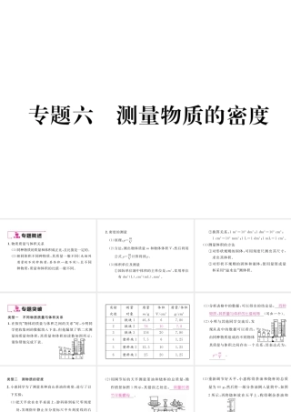 （云南专版）秋八年级物理全册 专题六 测量物质的密度作业课件 （新版）沪科版-（新版）沪科版初中八年级全册物理课件