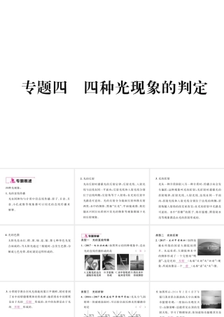 （云南专版）秋八年级物理全册 专题四 四种光现象的判定作业课件 （新版）沪科版-（新版）沪科版初中八年级全册物理课件