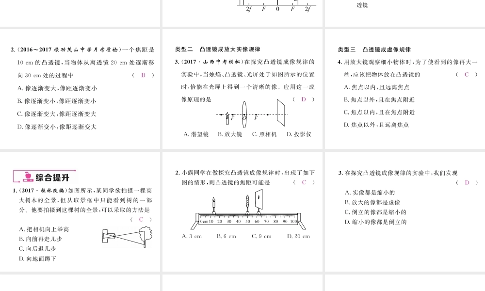 （云南专版）秋八年级物理全册 专题五 探究凸透镜成像规律作业课件 （新版）沪科版-（新版）沪科版初中八年级全册物理课件