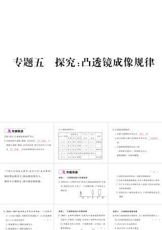 （云南专版）秋八年级物理全册 专题五 探究凸透镜成像规律作业课件 （新版）沪科版-（新版）沪科版初中八年级全册物理课件