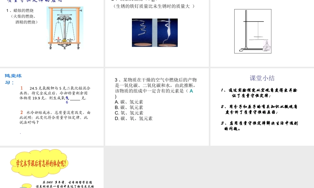 安徽省阜南县三塔中学九年级化学上册《质量守恒定律》课件 新人教版