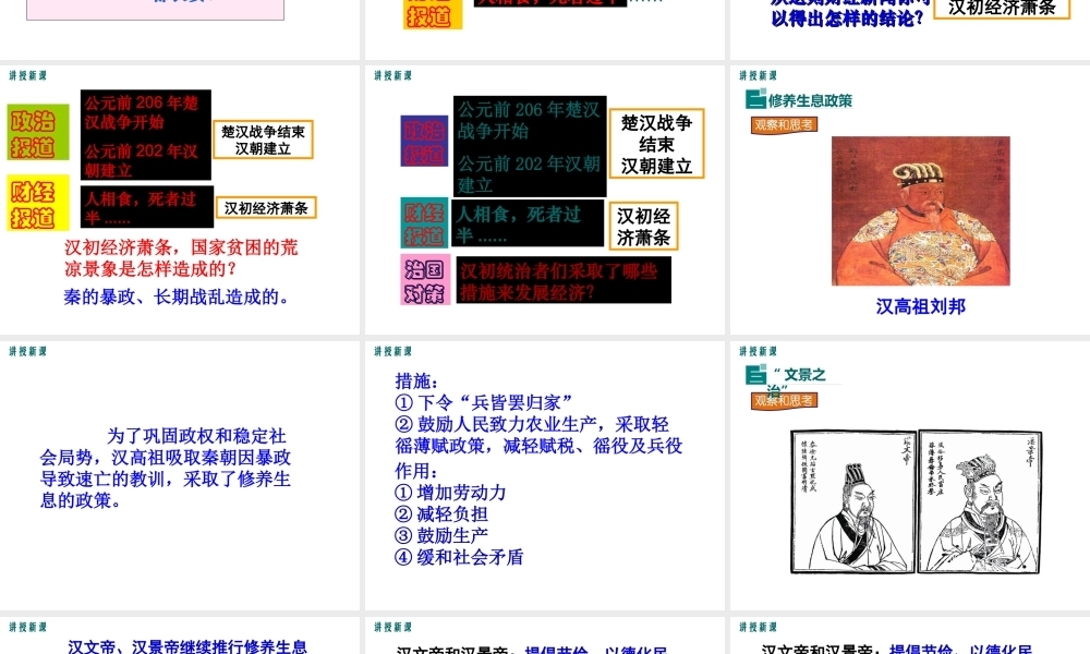 （2016年秋季版）七年级历史上册 第三单元 第11课《西汉建立和“文景之治”》课件 新人教版