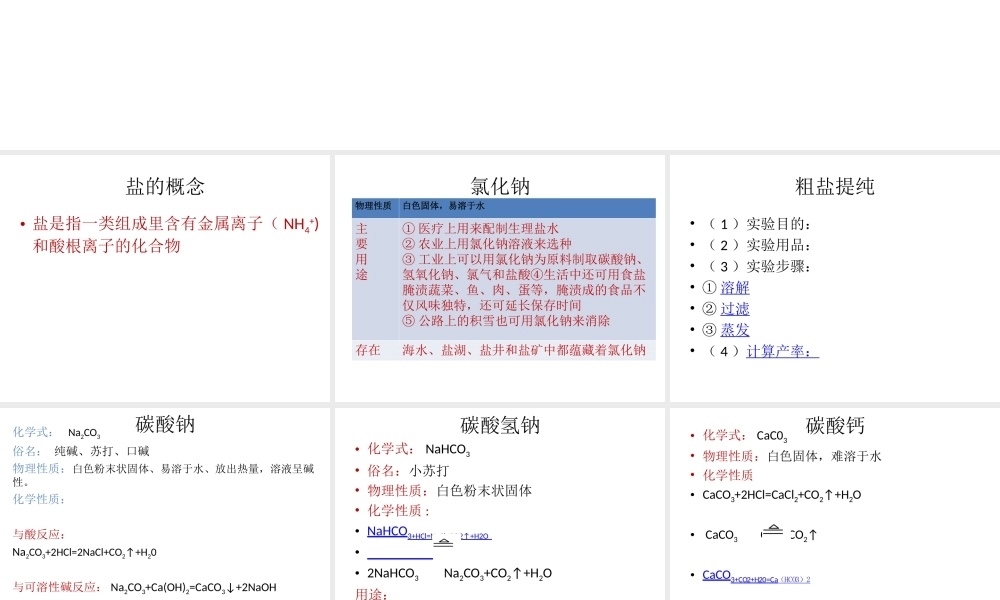 安徽省阜南县三塔中学九年级化学下册 11.1生活中常见的盐课件（1） （新版）新人教版