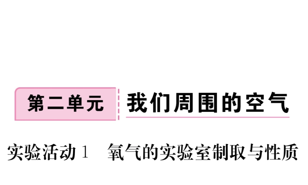 安徽省秋九年级化学上册 第二单元 我们周围的空气 实验活动1 氧气的实验室制取与性质练习课件（含模拟）（新版）新人教版-（新版）新人教版初中九年级上册化学课件