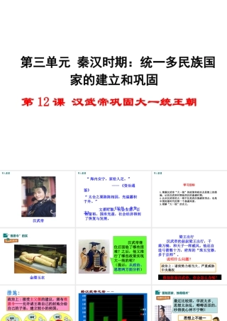 （2016年秋季版）七年级历史上册 第三单元 第12课《汉武帝巩固大一统王朝》课件 新人教版