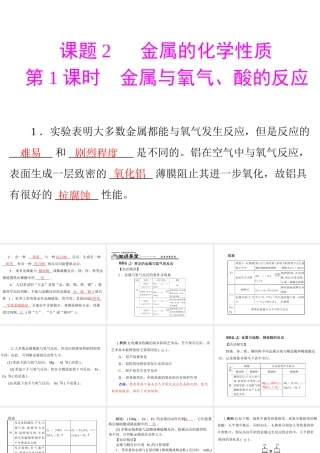 安徽省阜南县三塔中学九年级化学下册 第八单元 课题2 金属的化学性质课件（1）  （新版）新人教版