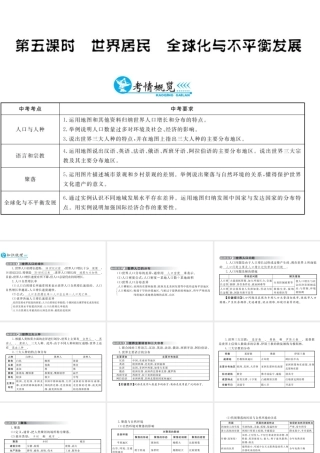 （云南专用）中考地理总复习 第二单元 世界地理概论（第5课时）世界居民 全球化与不平衡发展课件-人教版初中九年级全册地理课件