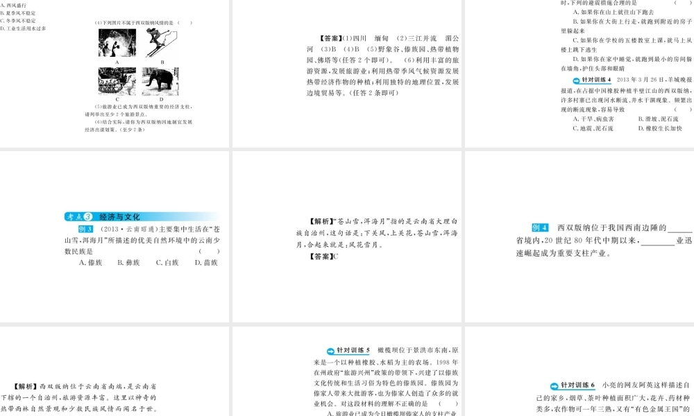 （云南专用）中考地理总复习 第六单元 云南地理（第19课时）课件-人教版初中九年级全册地理课件