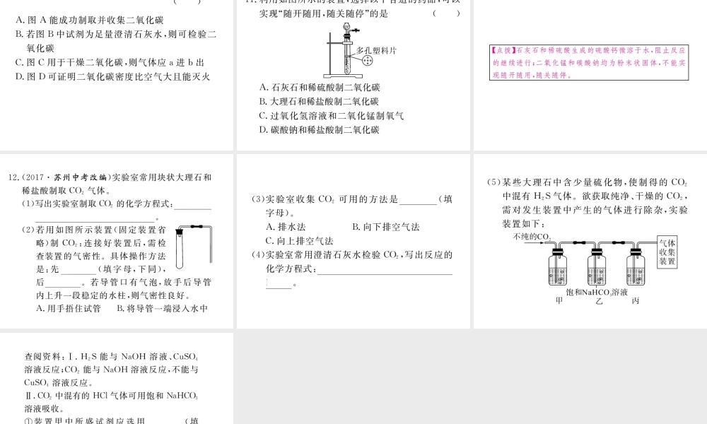 安徽省秋九年级化学上册 第六单元 碳和碳的氧化物 实验活动2 二氧化碳的实验室制取与性质练习课件（含模拟）（新版）新人教版-（新版）新人教版初中九年级上册化学课件