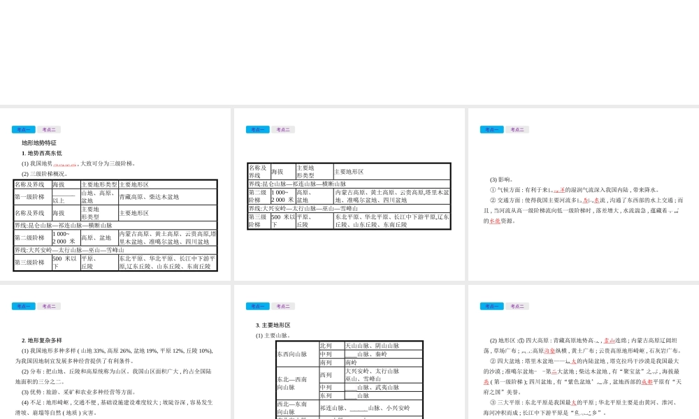 （云南专用）中考地理总复习 第三部分 中国地理（上）第14讲 地形地势特征、气候基本特征课件-人教版初中九年级全册地理课件